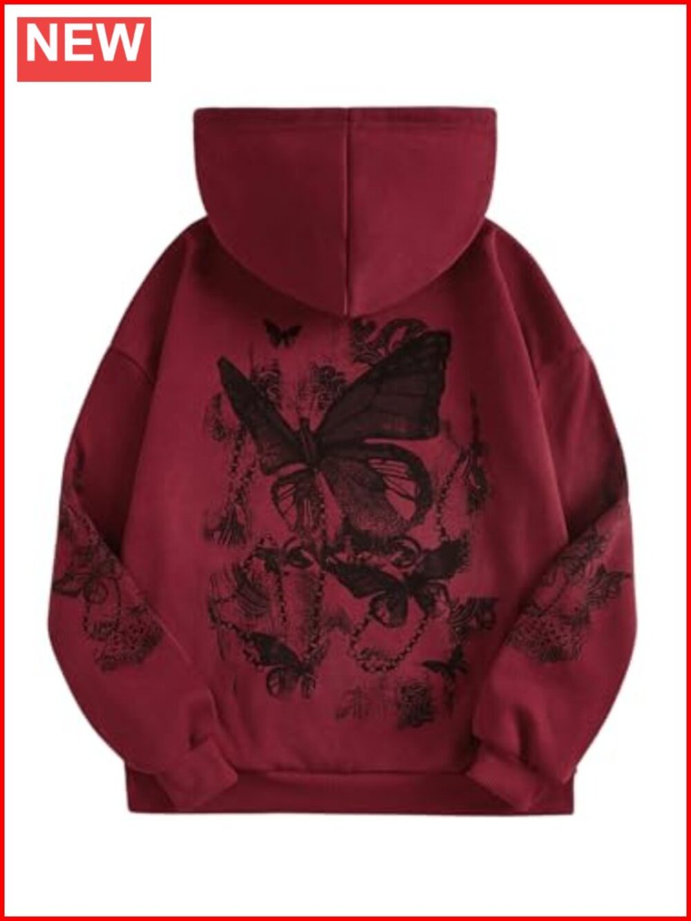 SOLY HUX Womens Graphic Hoodie Heart Print Drawstring Long Sleeve Pullover